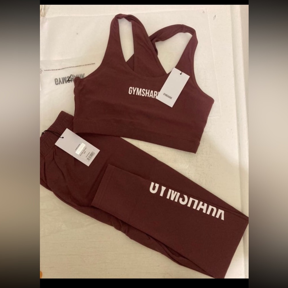 Gymshark Burgundy Seamless Leggings and Sports Bra Set